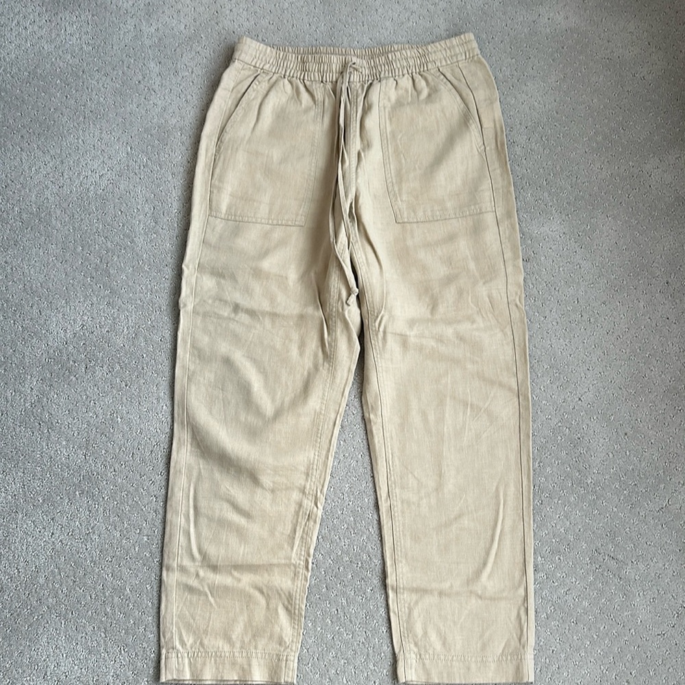 J Crew Factory Beige Linen Cotton Blend Pants